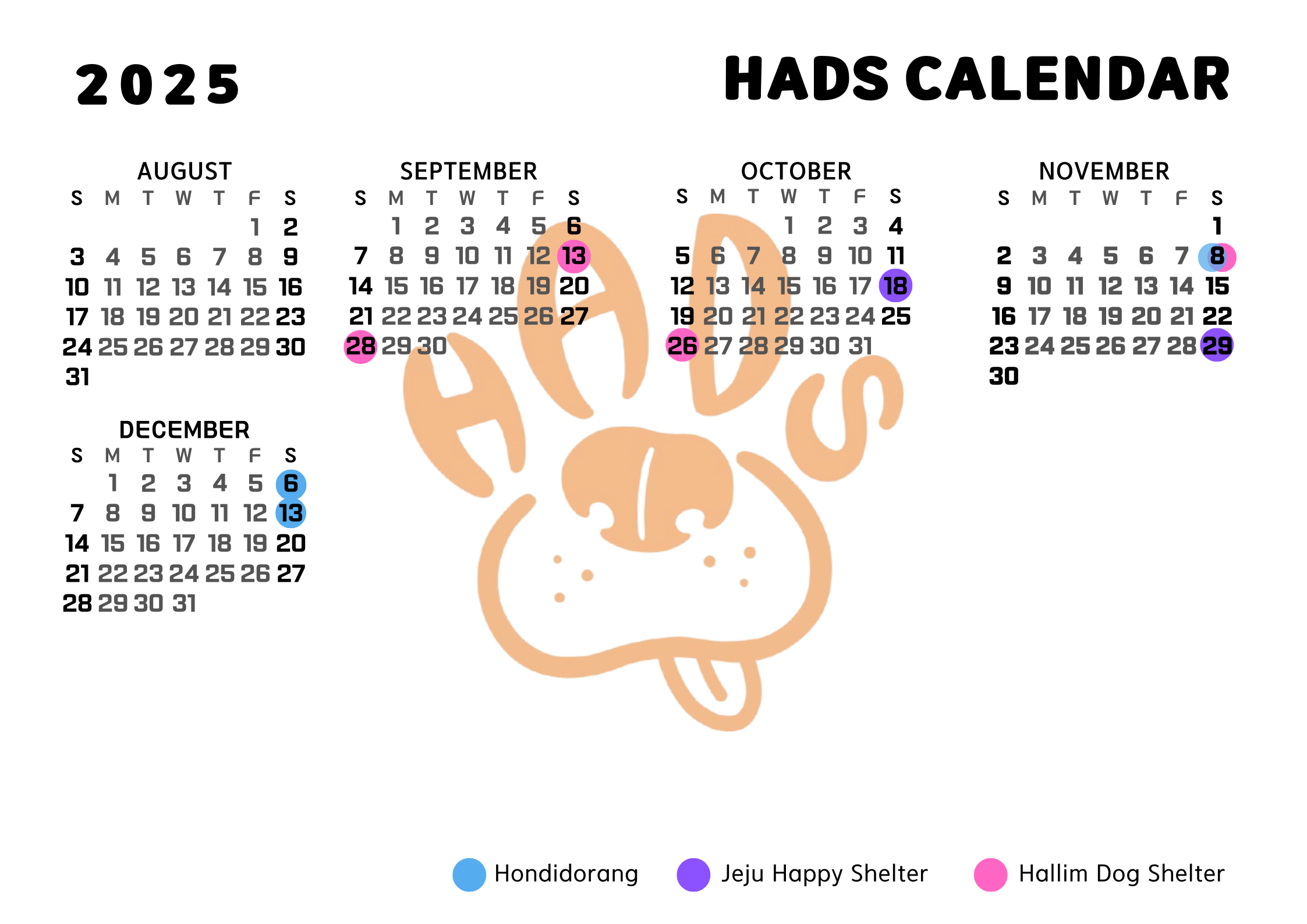 HADS Volunteering Calendar Page 1
